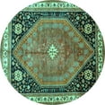 thumbnail image 1 of Ahgly Company Machine Washable Indoor Round Persian Turquoise Blue Traditional Area Rugs, 5' Round, 1 of 4