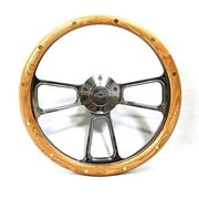 New World Motoring Oak Steering Wheel 1960 - 1969 K10 K20 K30 Pick Up Truck Chevy Horn, Adapter Kit