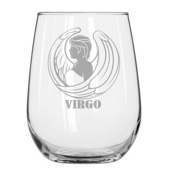 Zodiac Sign 17 oz stemless wine glass Virgo
