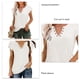 thumbnail image 3 of Tops de verano para mujer, camisa informal de Color puro con cuello en V y mangas de pétalos recortadas en jacquard para mujer, para fiesta, oficina, compras, blanco XXL, 3 of 4