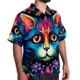 thumbnail image 2 of Cat Men's Short Sleeve Beach Shirts Button Down Poplin Casual Printed Summer Unisex, 2 of 6