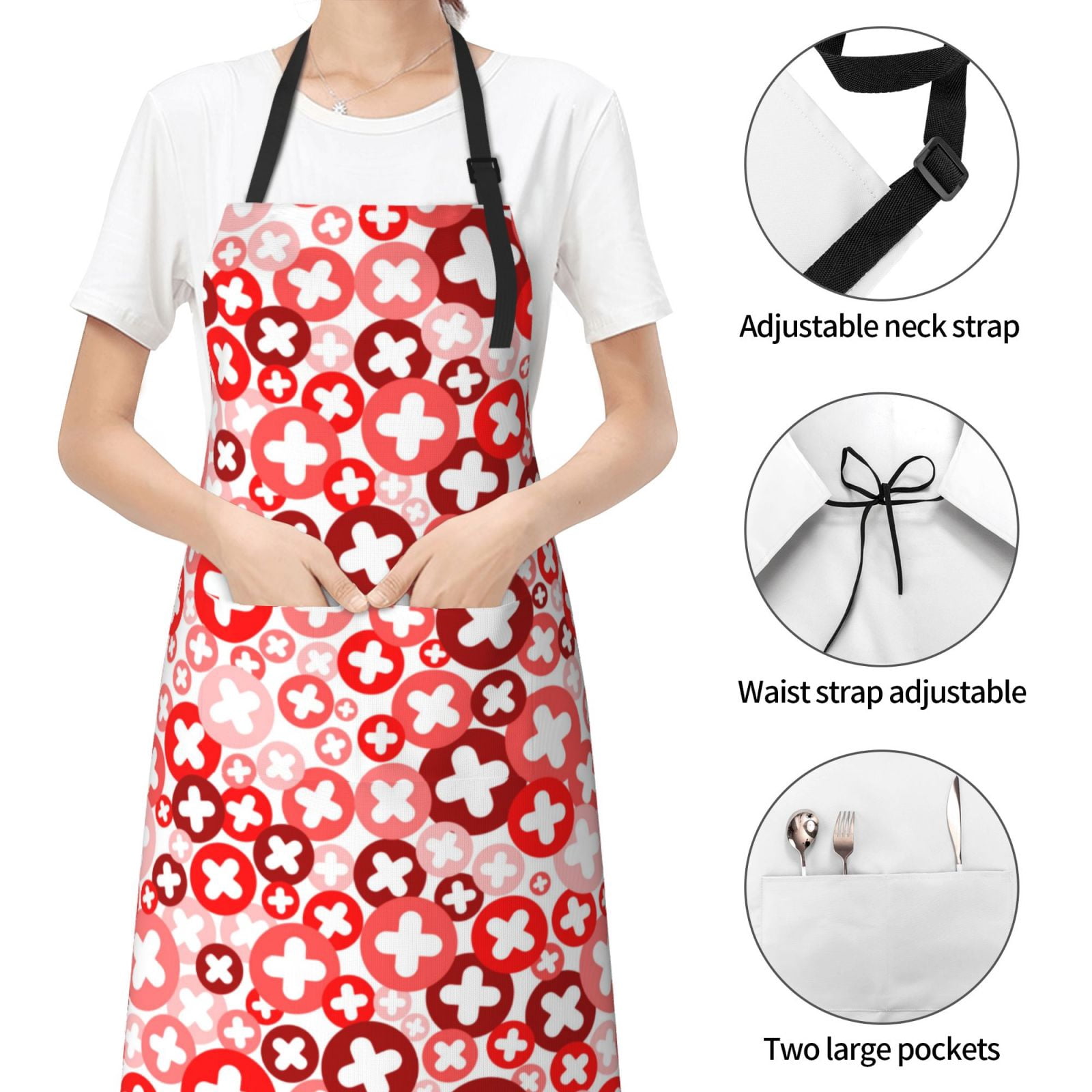 Kdxio Plus Cross Apron with Pockets Adjustable Kitchen Aprons for Men Women Waterproof Aprons for Cooking,Drawing,Crafting, Baking Household Cleaning