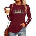 thumbnail image 7 of Christmas Tree Shirt Women Christmas Embroidered Trees Long Sleeve Shirts Gift Xmas Graphic Tee Tops, 7 of 7