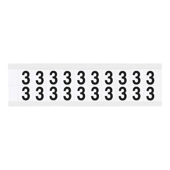 Brady Number Label, 3, 3/4in.Hx21/32in.W, Vinyl 9712-3