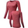 thumbnail image 4 of Women's 3 Pack Compression Shirts Long Sleeve Yoga Athletic Running T Shirt, 4 of 6