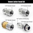 thumbnail image 3 of Sewer Jetter Nozzle for Pressure Washer,Drain Cleaning Nozzle Tips Kit for Drain Jetter Hose,1/4in Quick Connect,5000PSI, 3 of 5