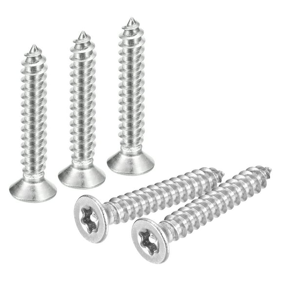 Uxcell Flat Countersunk Head Torx Screws, 60Pcs M3 x 20mm 304 Stainless Steel Tamper Proof Sheet Metal Screws with Bit T10, Self-Tapping Anti-Theft for Wood, Mechanical Industry (Silver)