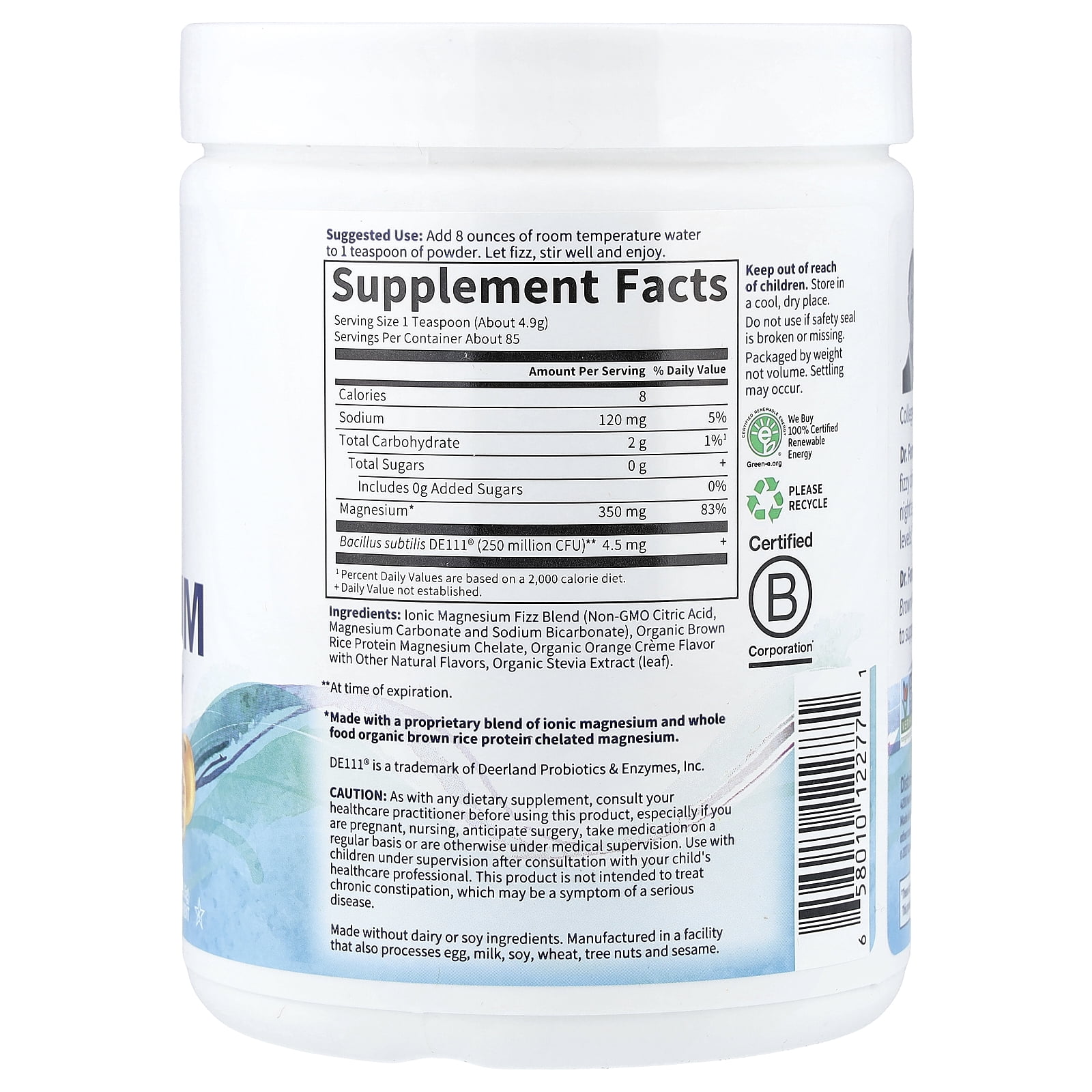 Garden of Life - Dr. Formulated Whole Food Magnesium Drink Powder Orange - 14.8 oz.