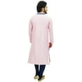 thumbnail image 5 of Atasi Designer Men's Pink Party Wear Kurta Pyjama Set Long Dupion Shirt-Medium, 5 of 5
