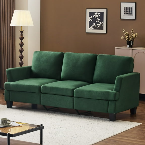 Ktaxon 83" Sofa with 3 Seater, Faux Suede Couch with Deep Seat, Ergonomic Design, Removable Cushions for Living Room Bedroom Office, Dark Green