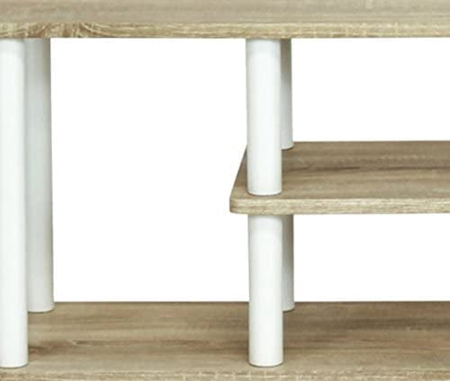 Furinno Turn-N-Tube No Tool 3-Tier Entertainment TV Stands, Oak/White