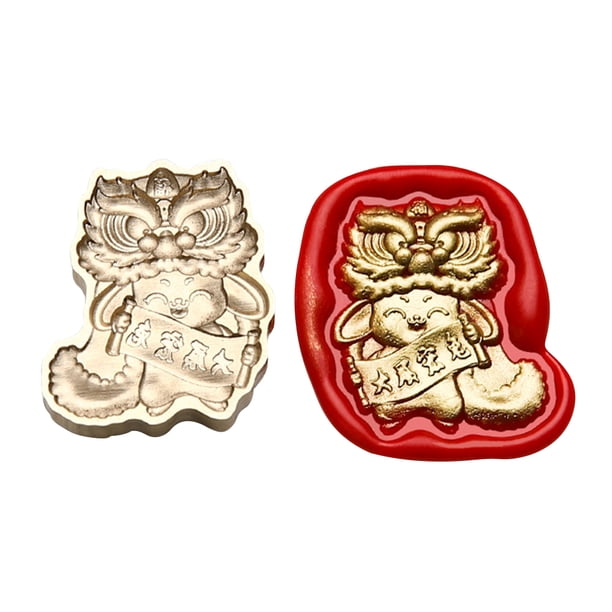 Cabeza De Sello Año Nuevo chino Serie Cabeza de cobre Cabeza de sello en relieve 3D para tarjeta de boda (A) Tmvgtek Libre de BPA