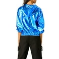 thumbnail image 4 of Chaqueta Brillante de Mujer INSPIRE CHIC de Manga Larga Ligera con Capucha y Cremallera Metálica XL Azul, 4 of 7