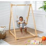 Avenlur Spruce Baby and Toddler Swing Set with Stand Children Ages 6 Months to 3 Years Montessori and Waldorf Style Self Standing Indoor Swingset Home, Child Day Care, Preschool