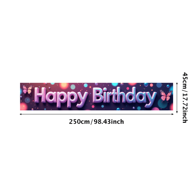 Colorful Butterfly Themed Happy Birthday Banner Background Backdrop Party Supplies for Birthday Party Decoration Photography Props Celebrations Decorations