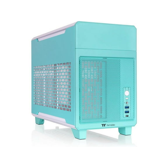 Thermaltake TR100 SFF Chassis; mITX Support; 18.9 Liters; PCIe 4.0 Riser Cable Included; 360mm GPU Clearance; 280mm Radiator Support; Removable PCIe Bracket; Mint Strawberry; CA-11A-00SLNN-00