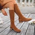 thumbnail image 5 of SAWOBUUN Womens Knee High Boots Round Toe Slip On Back Zipper Low Block Heel Wide Width Stretchy Faux Suede Comfortable Winter Boots, 5 of 8