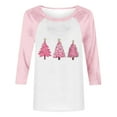thumbnail image 4 of LckLvx T-Shirts de Noël pour Femmes Col Rond Manches 3/4 Raglan Chandail Tops Mignons Graphiques Décontractés, 4 of 4