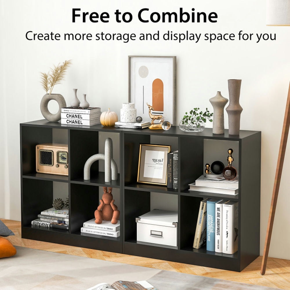 Kadyn Kids Bookshelf Bookcase, Toy Storage Cubby,Toy Storage Shelf, 4-Cube Kids Bookcase with Open Shelves-Black