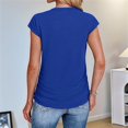 thumbnail image 4 of Womens Summer Tops Ruched Cap Short Sleeve Tshirts Shirts Crew Neck T Shirts Fashion Blue XL, 4 of 6