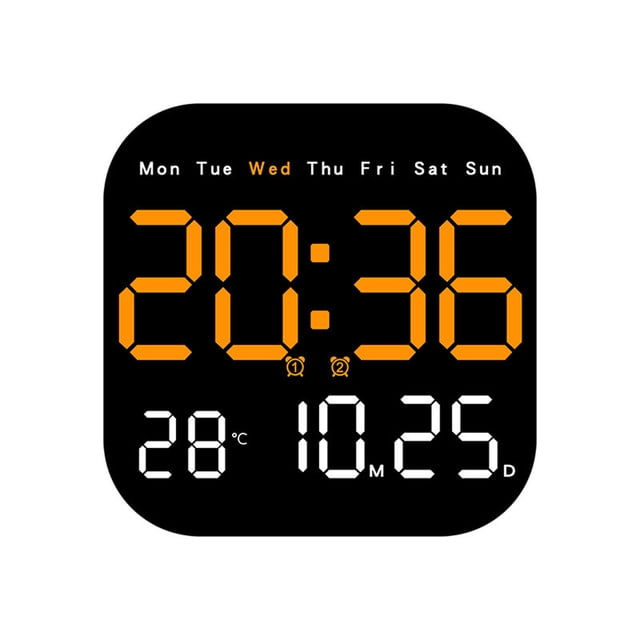 Despertador digital multifuncional con pantalla grande, control remoto, ajuste de brillo, fecha, día y temperatura; soporte oculto; para uso en pared, escritorio, hogar y oficina