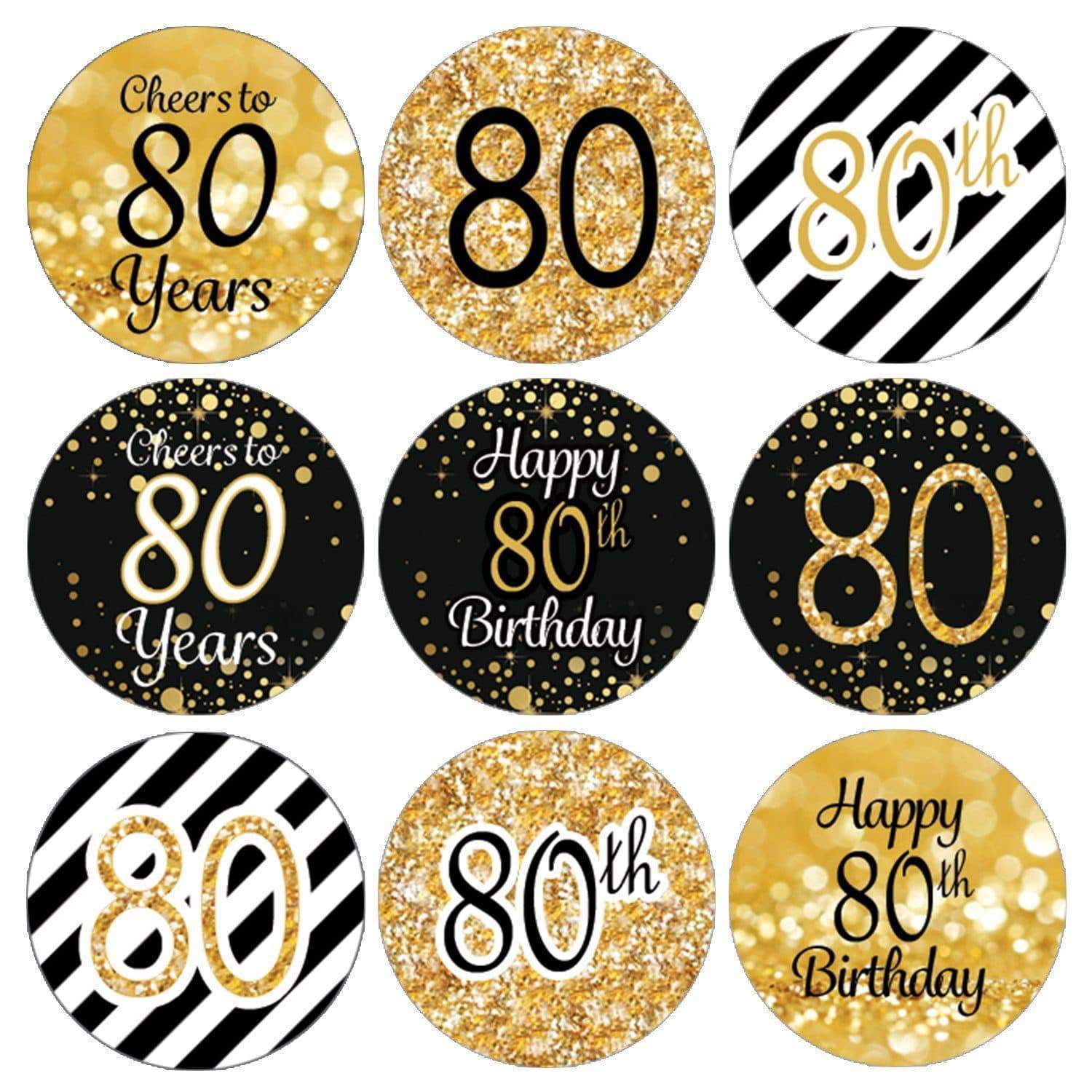 40 Count Mini Candy Bar Wrapper Stickers Birthday Party Small Favors Gold Adult 80th Birthday