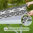 thumbnail image 6 of Black Geometric Striped Pattern Square Fitted Tablecloth with Elastic Edge,Square Table Cover,Washable Elastic Table Cover for Home Kitchen Party Decor 36in(91cm), 6 of 6