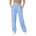 thumbnail image 2 of HKYNLAG Womens Fleece Lined Sweatpants Fleece High Waisted Athletic Workout Joggers Baggy Loungewear Bottoms Sky Blue M, 2 of 5