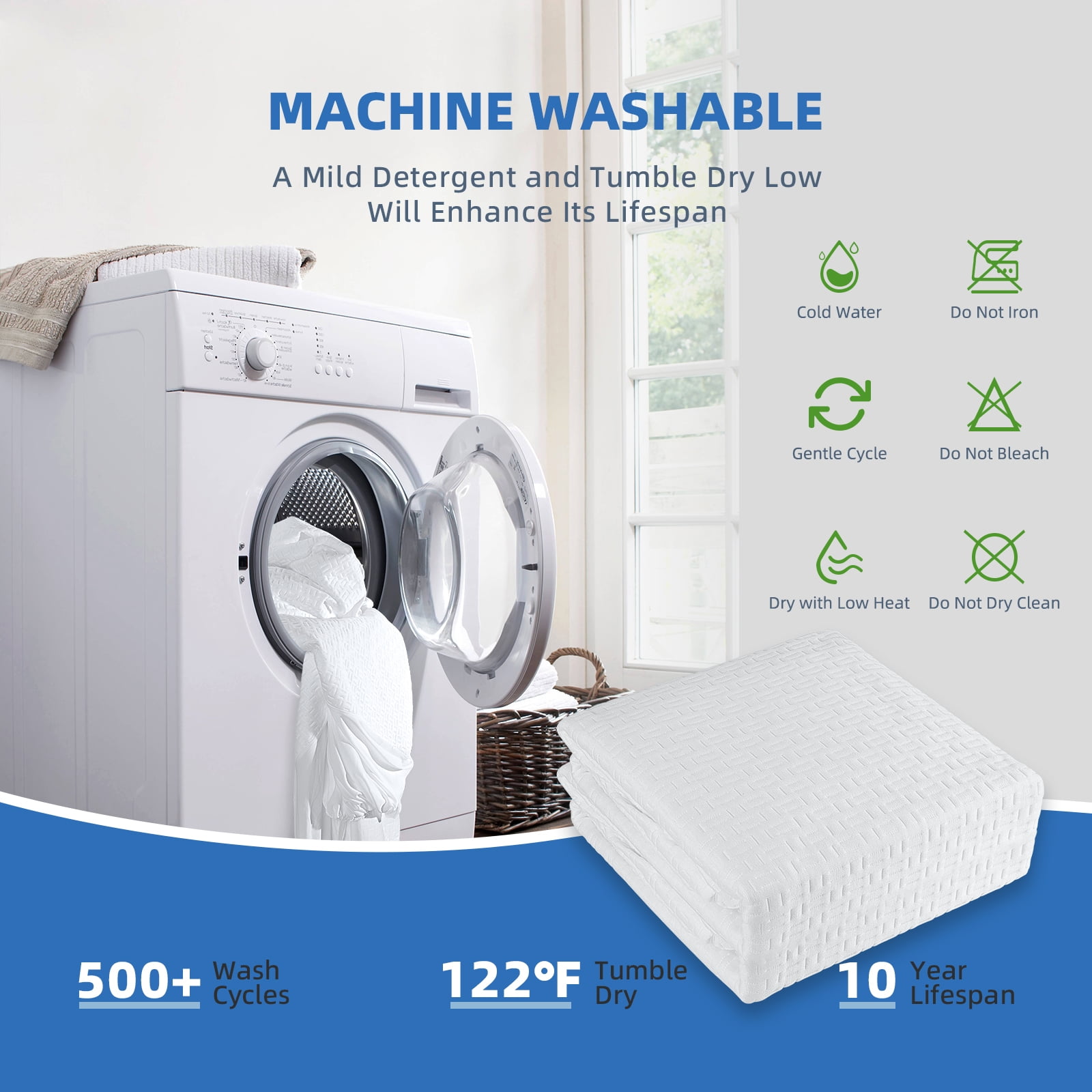 RestGuard 100% Waterproof Mattress Protector, Breathable Cooling Bamboo 3D Air Fabric Mattress Cover, Soft Noiseless Bed Cover, Machine Washable, 8-21'' Deep Pocket (Full)