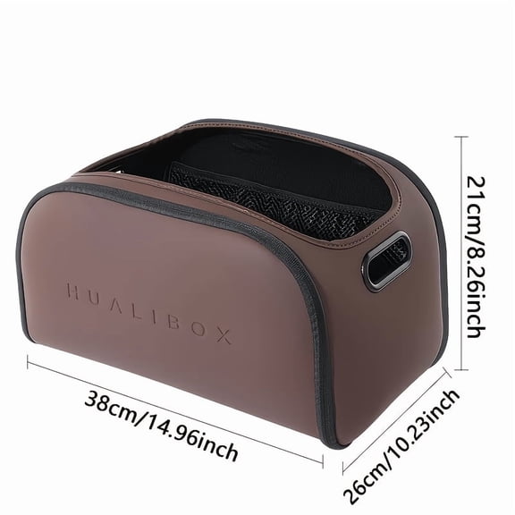 Stylish Faux Leather Multifunctional Car Storage Box, Versatile Spacious Organizer for Passenger Seat and Trunk