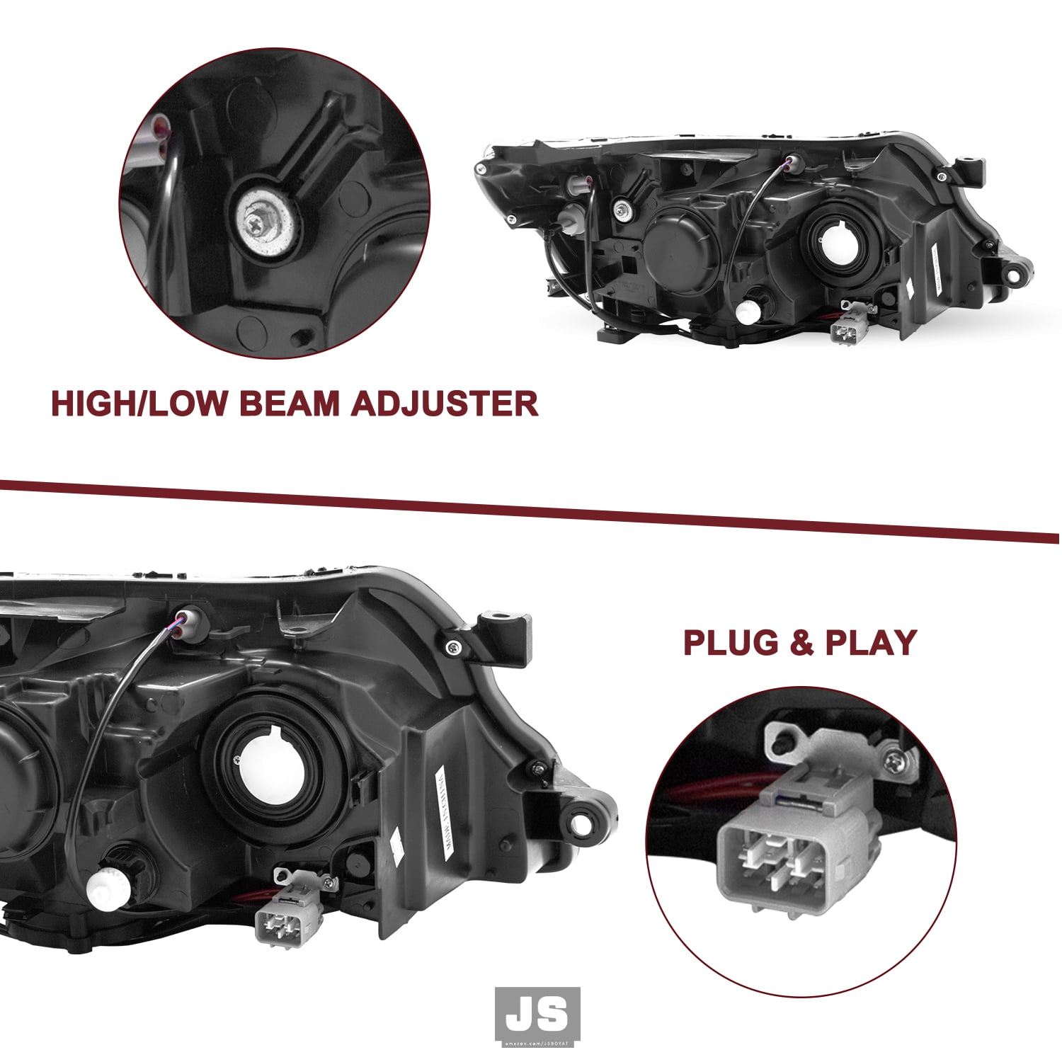 For 2009-2013 Subaru Forester Halogen Black Headlights Assembly Left+Right 09-13