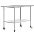 thumbnail image 2 of Flash Furniture 30x48 Portable Prep and Work Table with NSF Certified 18 Gauge Stainless Steel Top Shelf, Galvanized Steel Undershelf, 4 Casters with 2 Locking, 2 of 8