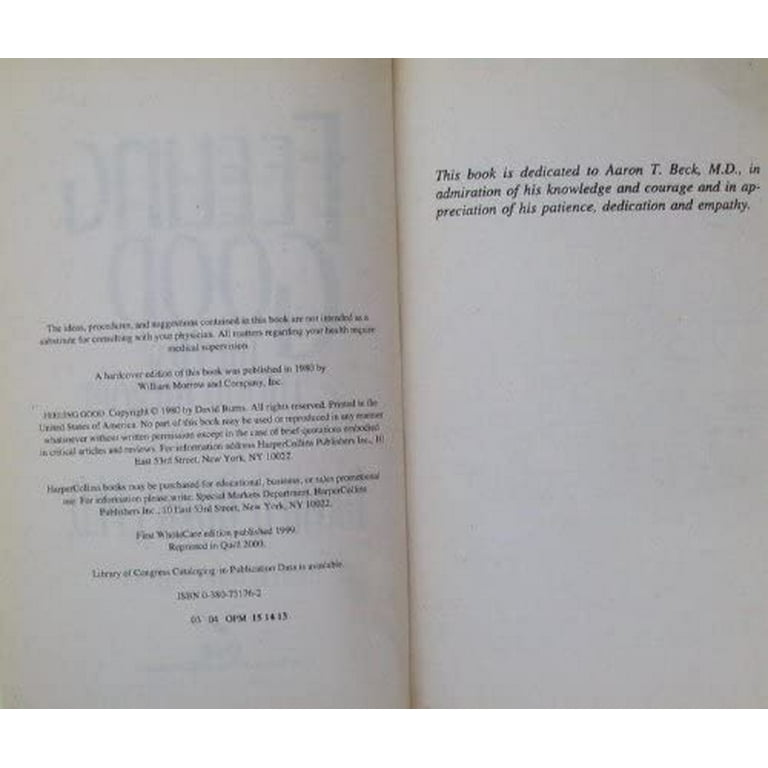 David D Burns, Feeling Good The New Mood Therapy, Paperback
