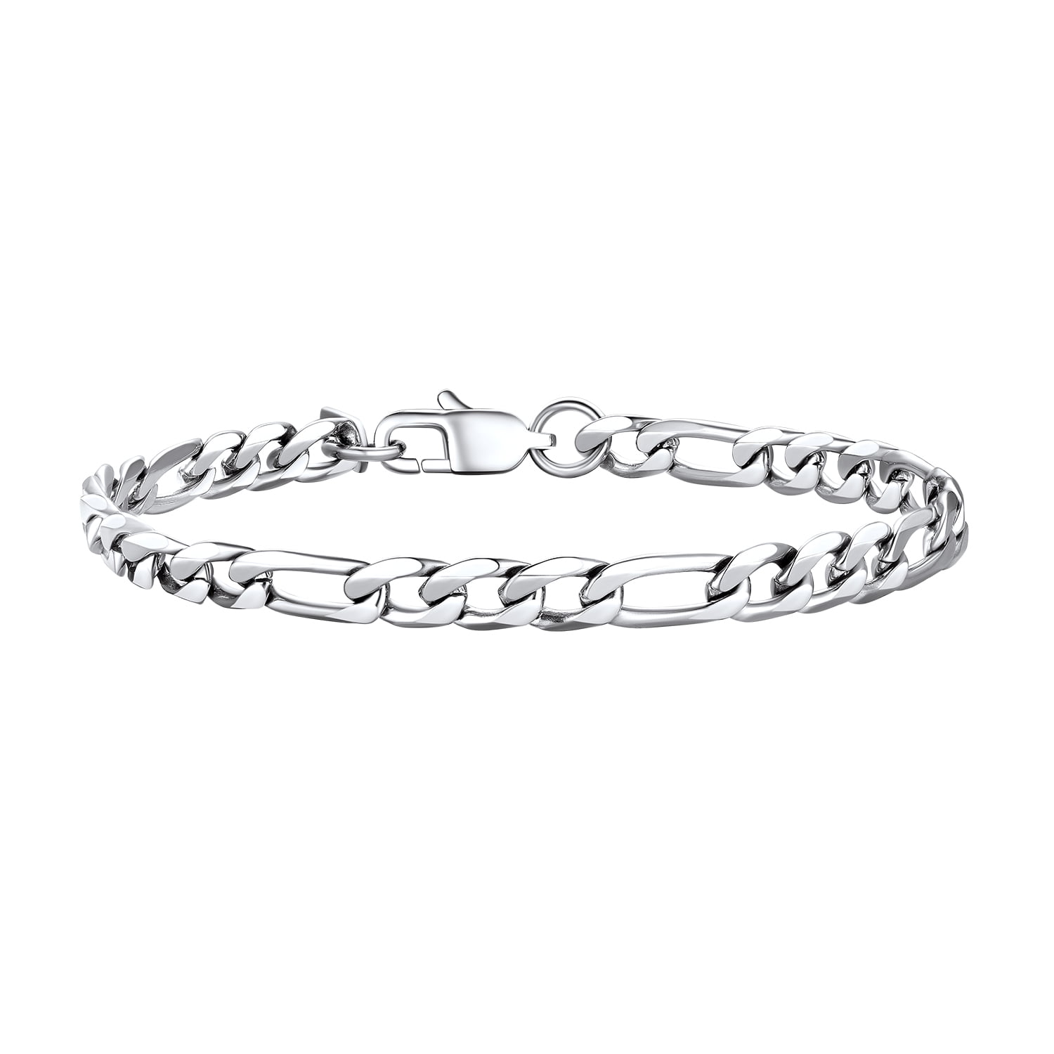 PROSTEEL Bracelet for Men Stainless Steel Figaro Chain Wrist Link Bracelets 6MM 7.5 inch Boyfriend Silver Birthday Father Day Jewelry Gift for Him Dad Son Adult Age