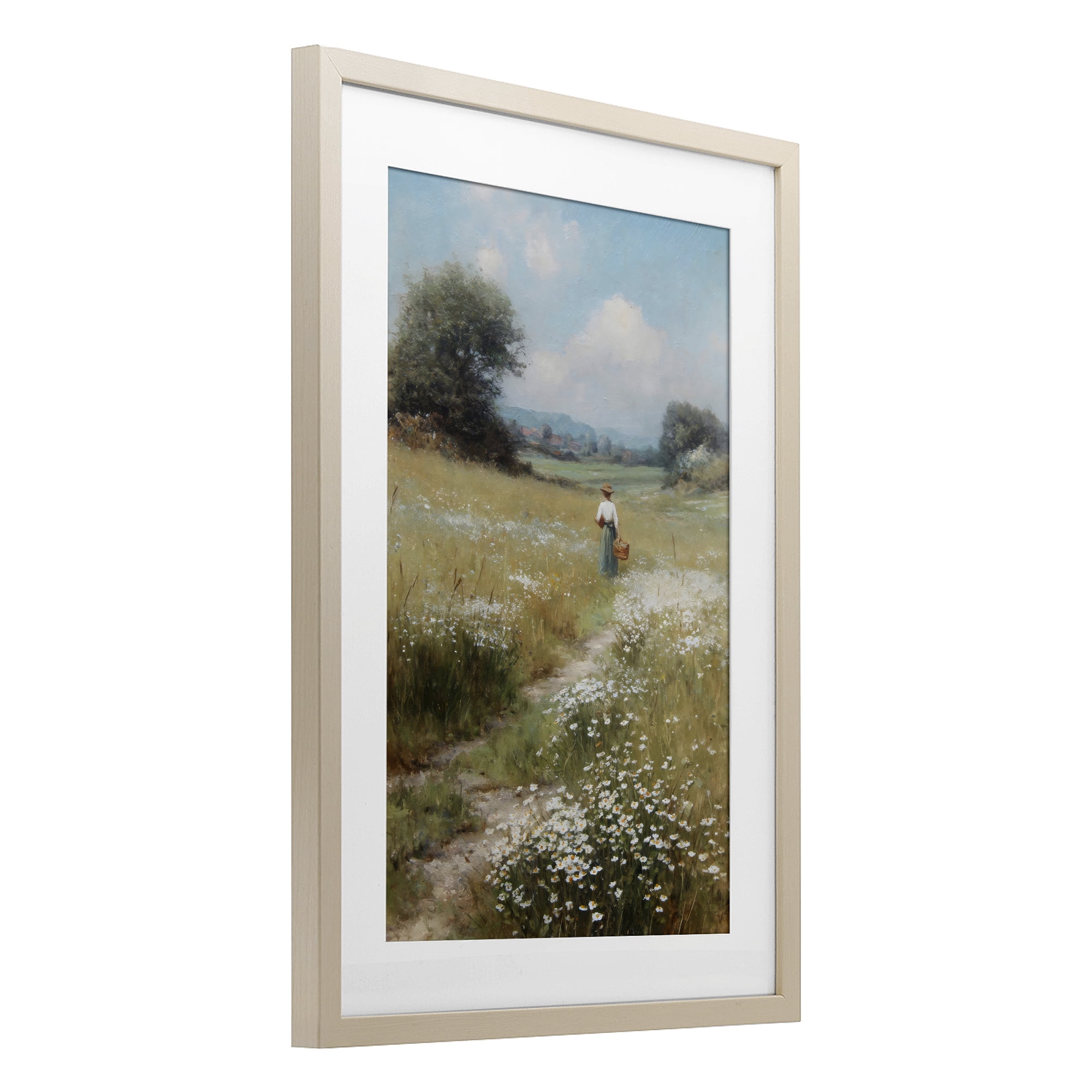 Stupell Industries Flower Gazing in Summer Meadow Birch Framed Print Under Glass, design by Petal Prints Design