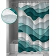 thumbnail image 4 of Turquoise Ombre Waterproof Fabric Shower Curtain, Modern Geometric Moire Abstract Art Shower Curtain for Bathroom Curtains Bathtubs Hotel Washable Shower Curtains with 12 Hooks Stall 48x72in, 4 of 6