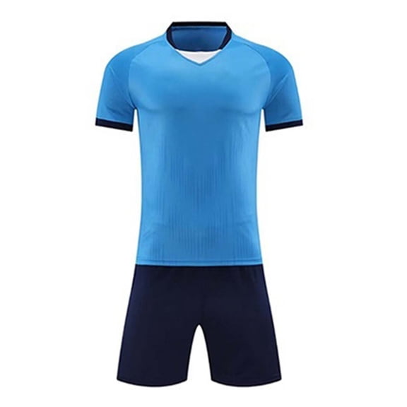 FRSASU Soccer Jerseys for Boys Kids Training Uniform 2 Piece Football Team Jersey Tops and Shorts Sets Light Blue-B