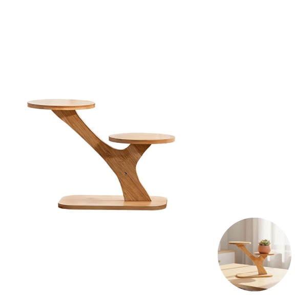 Two-Tier Plant Stand, Wood Multi-Tiered Plant Stand, Desktop Shelf Organizer for Small Plants, Succulents, Herbs, Space-Saving Plant Storage Display for Home, Balcony, Office