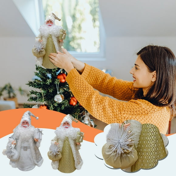 Limited Offer,Christmas Tree Hat Tree Top Star Santa Claus Ornaments Forest Elderly Tree Top Topper Christmas Decor For Home,PENDANE,Gold