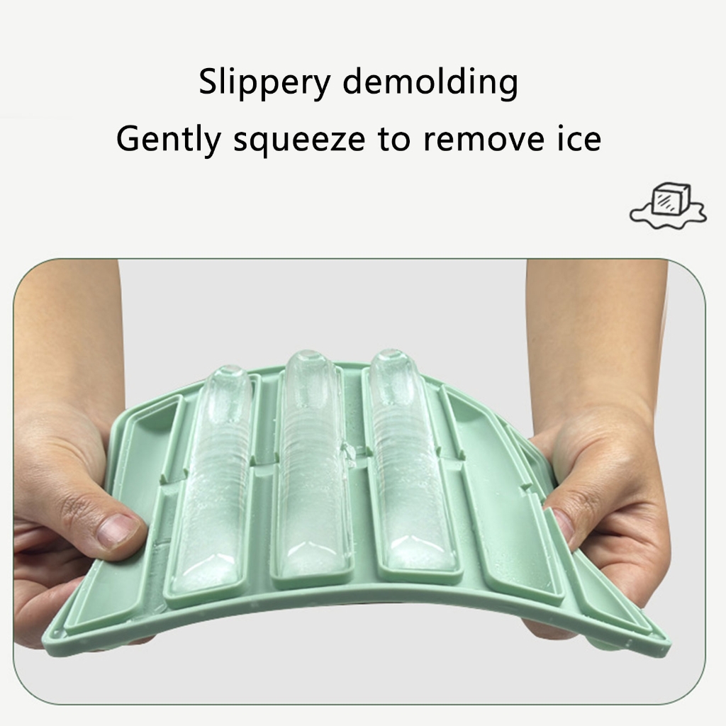 2Pcs Food Grade Silicone Ices Cube Tray Long Cylinders Ices Cube Mold Reusable Ices Maker for Soup Freezers Wine Juice