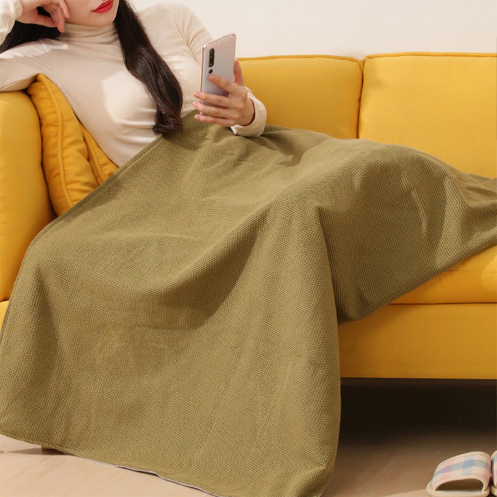 Gpaecead Portable USB Heated Blanket Shawl-Wearable Cordless Electric Heated Blanket for Outdoors with Car Charger, Washable USB Operated Camping Heated Blanket, Grey (Battery is Not Included)