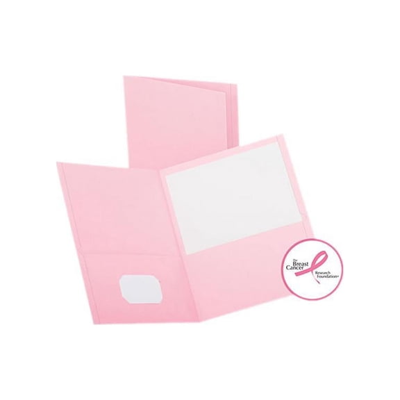 Oxford 57568 Twin-Pocket Portfolio, Embossed Leather Grain Paper, Pink