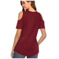 thumbnail image 3 of Vedolay Women's V Neck Short Sleeve Blouse Work Tunic Tops Business Casual Zip Up Summer T Shirts, XXL, 3 of 5