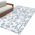 thumbnail image 2 of 4x6 Area Rugs, Light Blue Flower Non-Skid Rubber Backing Large Rectangle Rugs - Living Room Bedroom Home Office, Vintage Farmhouse Boho Leaf Spring Indoor Floor Mat Carpets Washable Rug, 2 of 9