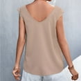 thumbnail image 5 of Womens Clothes under $5.00 Clothing Fashion Women Summer Sleeveless Solid Color V-Neck Lace Casual Blouse Tops, 5 of 5