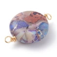 thumbnail image 2 of Natural Imperial Jasper Links Connectors with Golden Brass Loops Flat Round 23.5x15.5x6mm Hole: 1.6mm, 2 of 4