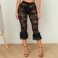 thumbnail image 4 of Women Solid Color Fashion Sexy Lace Hollow Hot Girl Women's Clothing See Through Cropped Pants, 4 of 8