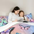 thumbnail image 4 of Manfei Colorful Butterfly Full Size Comforter Sets,Wild Animal Bedding Comforter Set,Pink Cyan Purple Bedding Sets For Girls,Breathable Home Decor,3 Pieces, 4 of 7