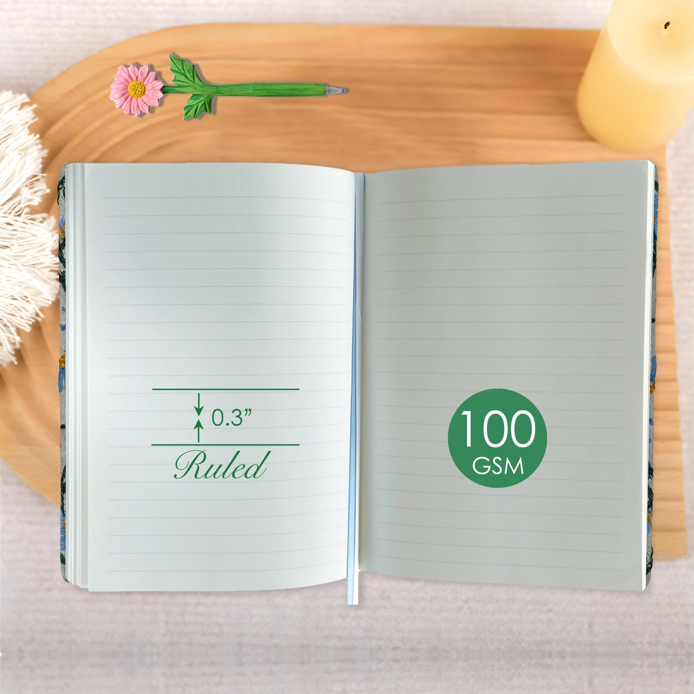 ipoul Daisy Gifts, Hardcover Notebook, Ruled, Floral, A5, 8"x6", Lay Flat, Pretty Journal for Women, White Daisy Flowers