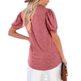 thumbnail image 4 of Summer Puff Sleeve Simple V-Neck Women Casual Blouse Tops, 4 of 5